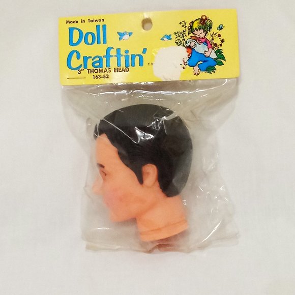 Doll Craftin' 3" Thomas Head 163-52 Unused Old Stock Black Hair - Picture 6 of 6